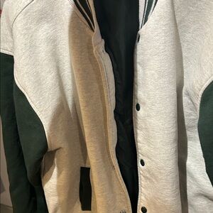 Vtg 90s Fruit of the Loom Super Cotton Varsity Bomber Green Jacket Size XXL